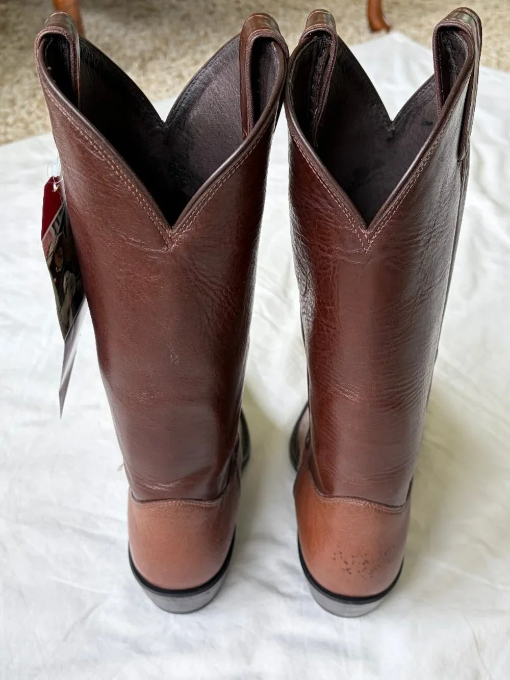 JUSTIN BOOTS - TEXAS RANGERS - Lawman -Brown Ostrich - 8.5 D - READ SIZING - NWT